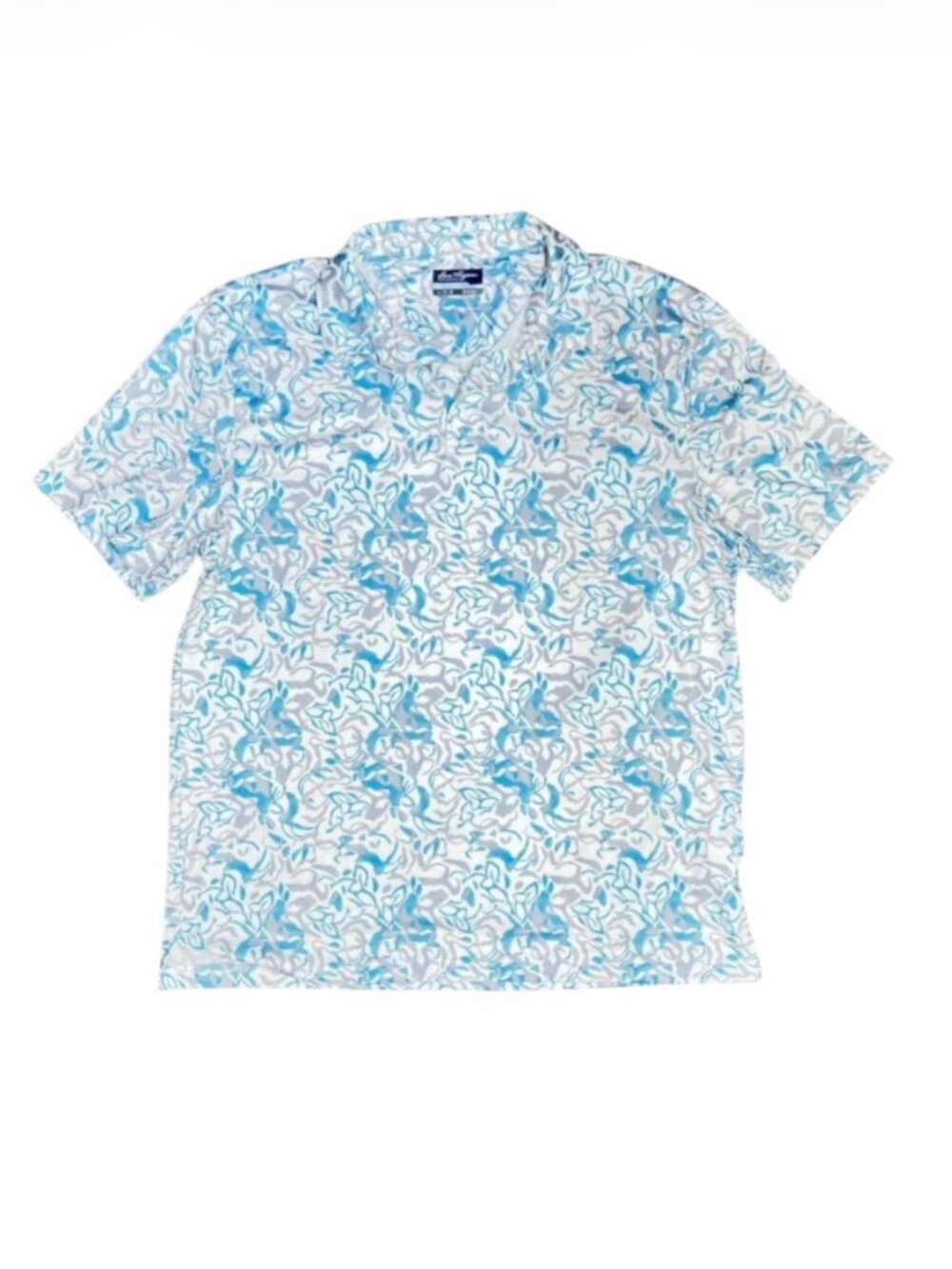 Ben Hogan Performance Polo Blue White Gray Tropical Golf Men's Large